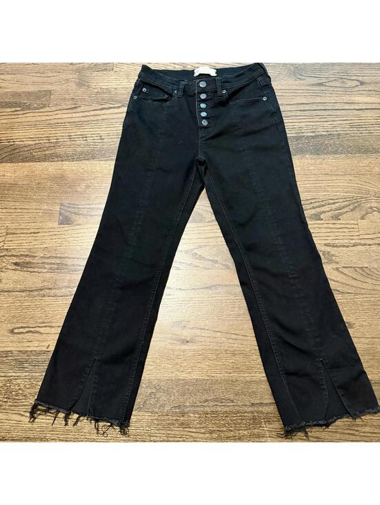 Free People Denim - Free People Cropped Boot Split Hem Jeans Frayed Hem Exposed Button Fly 28 Black